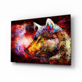 Colorful Wolf Glass Wall Art.